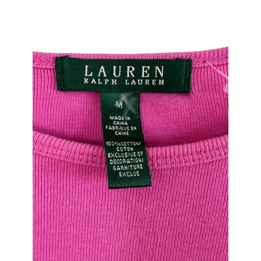 Lauren Ralph Lauren Womens Pink Long Sleeve Crew Neck Shirt M 100% Cotton Lightw - Picture 2 of 4